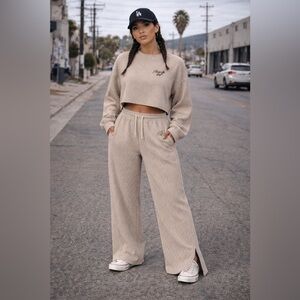 Rare Honor The Gift Women’s Sweatshirt & Sweatpants Set S Beige Tracksuit Luxury